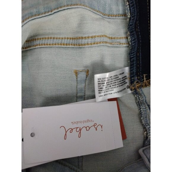 Isabel Women's Light Blue Denim Maternity Short with Elastic Waist, Size 16. - Picture 4 of 9